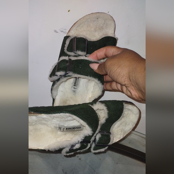 Birkenstock Arizona Shearling Suede Leather Sandals - Picture 3 of 4